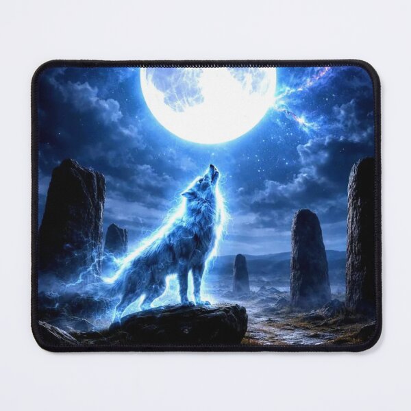 Item preview, Mystical Glowing Wolf Howling at Moon designed and sold by Pioneer Spirit Market.