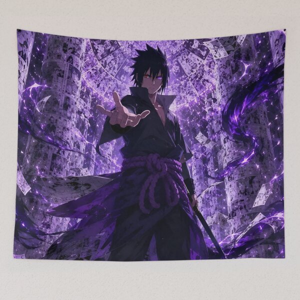 Item preview, Sasuke | Violet Shadow Swordsman | Mystic Eye Warrior Anime-Inspired Fantasy Art designed and sold by Dyan4.