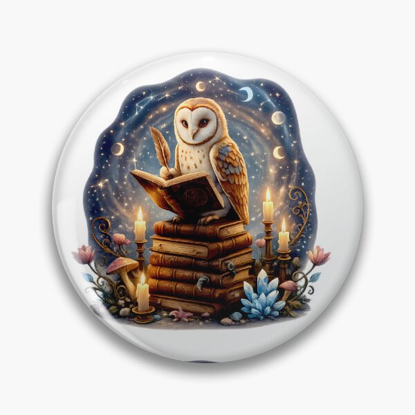 Item preview, Moonlit Reading Owl | Magical Cottagecore Book Lover Art designed and sold by Clothes With Smiling Animals Walt Gral.