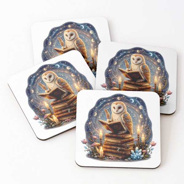 Item preview, Moonlit Reading Owl | Magical Cottagecore Book Lover Art designed and sold by Clothes With Smiling Animals Walt Gral.