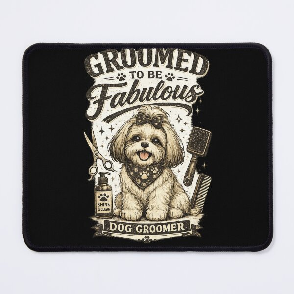 Item preview, Vintage Shih Tzu Dog Groomer Retro Pet Salon Illustration designed and sold by Rudinho102.