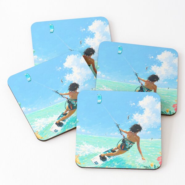 Item preview, Kitesurfer Touching Water – Blue Ocean Summer Freedom Ride designed and sold by Islabonita..