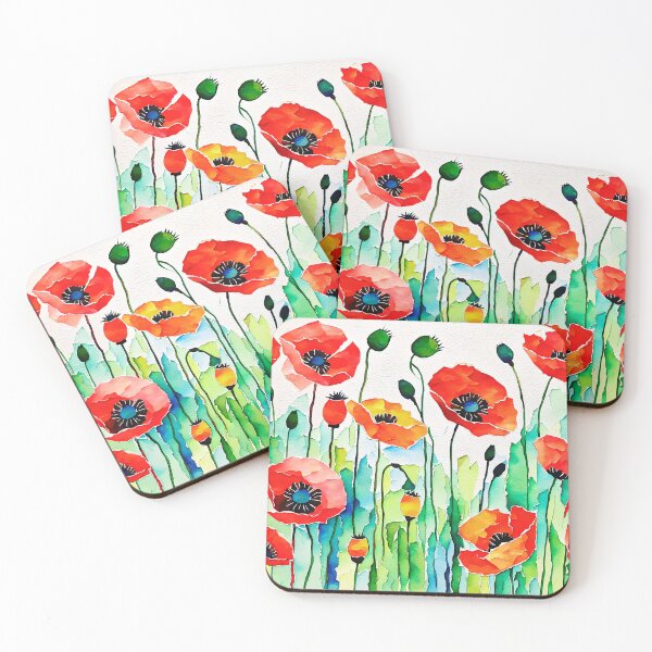 Item preview, Painterly Poppy Field designed and sold by ByNicoleSara.