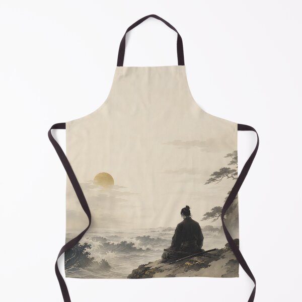 Item preview, Meditating Samurai by the Silent Sea | Contemplative Japanese Ocean Waves Art designed and sold by Yuzanart-japan.