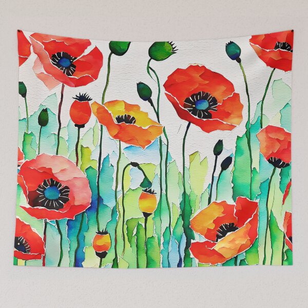 Item preview, Painterly Poppy Field designed and sold by ByNicoleSara.