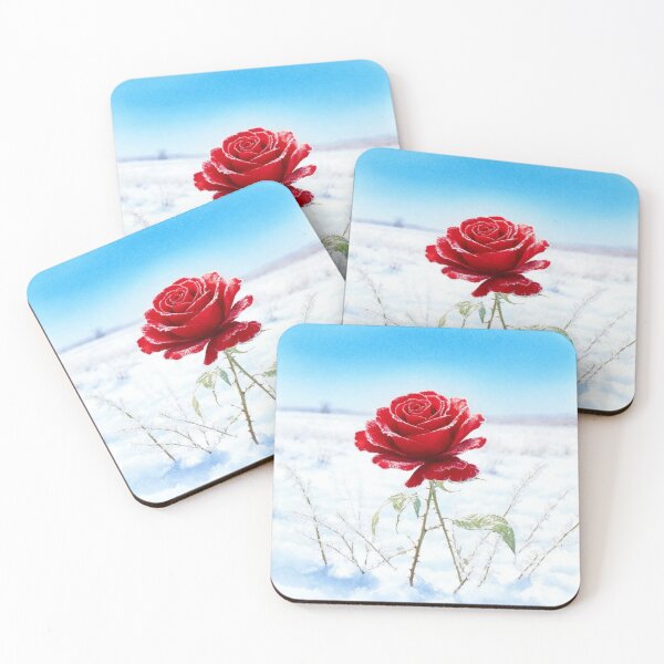 Item preview, Red Rose Blooming in Snowy Winter Field designed and sold by Pioneer Spirit Market.