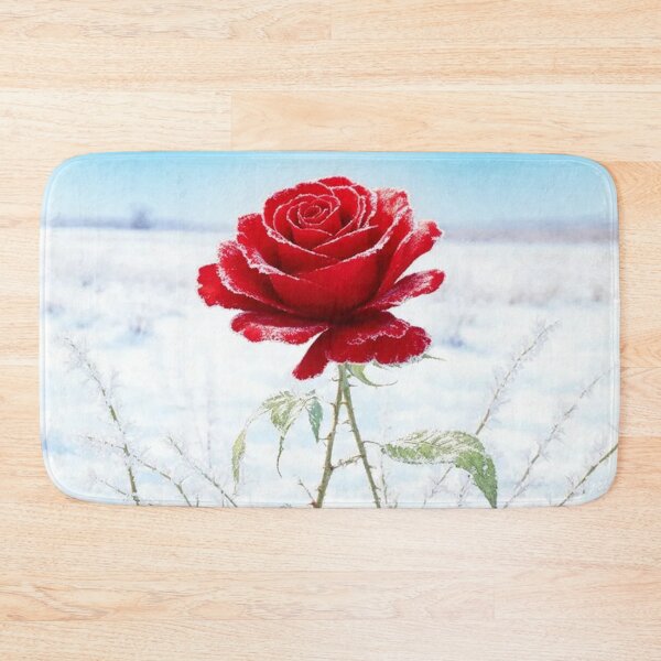 Item preview, Red Rose Blooming in Snowy Winter Field designed and sold by Pioneer Spirit Market.