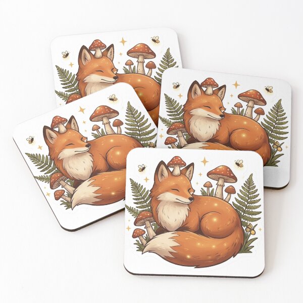 Item preview, Cute Fox Resting Among Magic Mushrooms designed and sold by Reshmakhan.