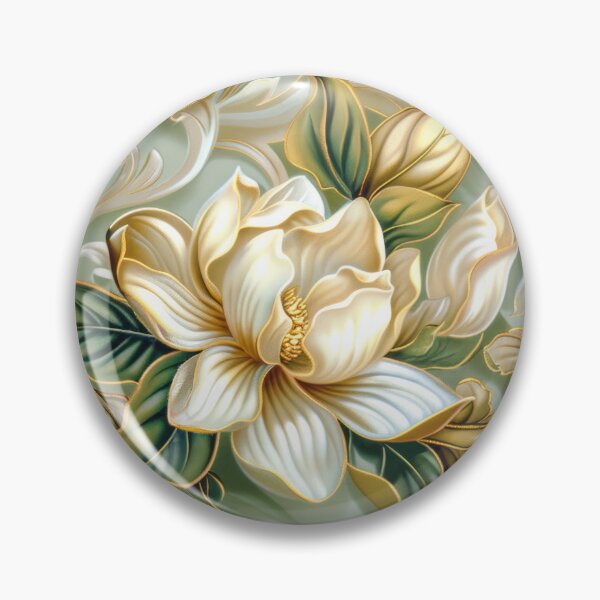 Item preview,  Magnolia Flowers with Gold Accents - Elegant Botanical Floral Art designed and sold by MargaretWiktor.