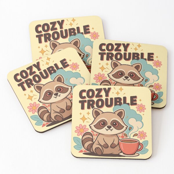 Item preview, Cozy Trouble Raccoon Coffee designed and sold by CutePawCreation.