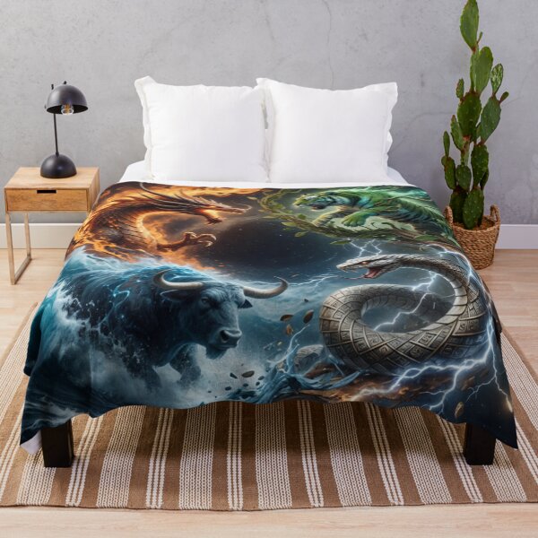 Item preview, Four Elements Dragon Tiger Bull Snake Battle designed and sold by Pioneer Spirit Market.