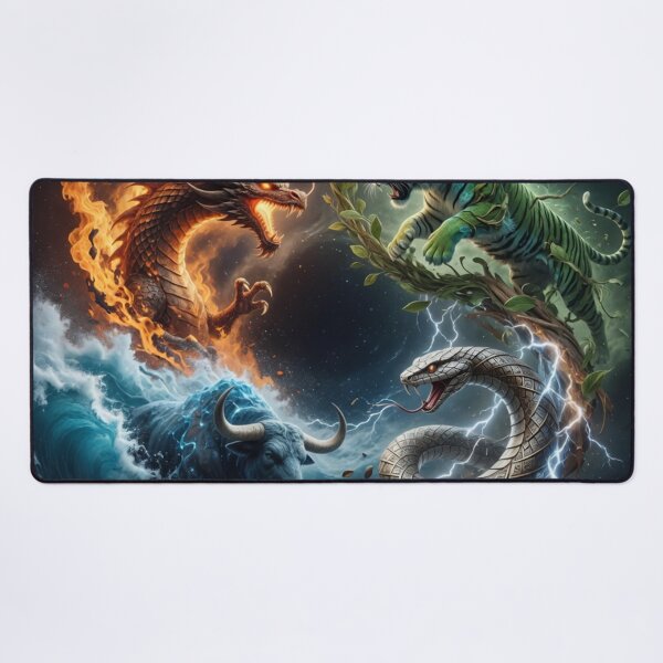 Item preview, Four Elements Dragon Tiger Bull Snake Battle designed and sold by Pioneer Spirit Market.