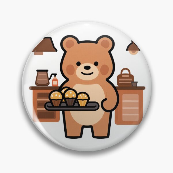 Item preview, Cute Bear Baking Muffins Vector Sticker designed and sold by mrshadow113.