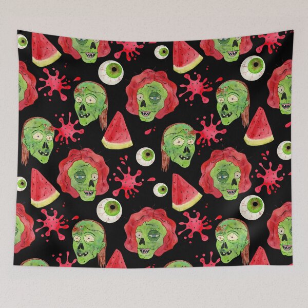 Item preview, Zombie Eating Watermelon Funny Pattern For Summerween - Black  designed and sold by CanisArtStudio.