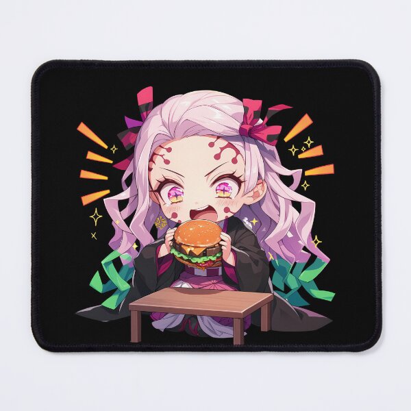 Item preview, Daki Demon Slayer Chibi Burger Bite With Kawaii Demon Girl Mood designed and sold by earlobejerk.