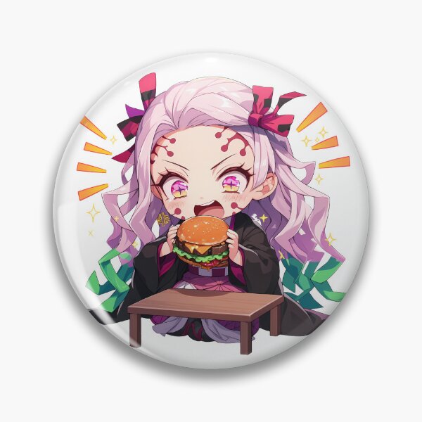 Item preview, Daki Demon Slayer Chibi Burger Bite With Kawaii Demon Girl Mood designed and sold by earlobejerk.