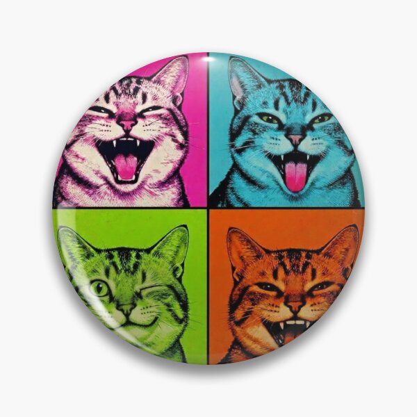 Item preview, Funny Pop Art Cats - Colorful Retro Feline Faces Square designed and sold by Melian Vintage.