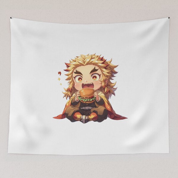 Item preview, Kyojuro Rengoku Demon Slayer Chibi Burger Flame Smile designed and sold by earlobejerk.