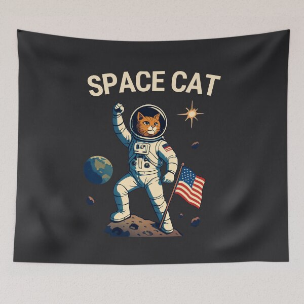 Item preview, Space Cat USA Flag Retro Astronaut designed and sold by     NovaCraft.