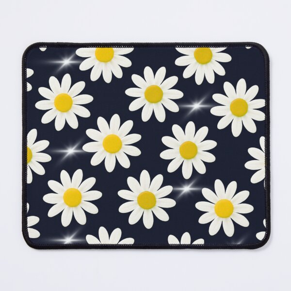 Item preview, White Daisy and Star Pattern on Dark Blue Night Background Sparkle Floral Design designed and sold by daila70.