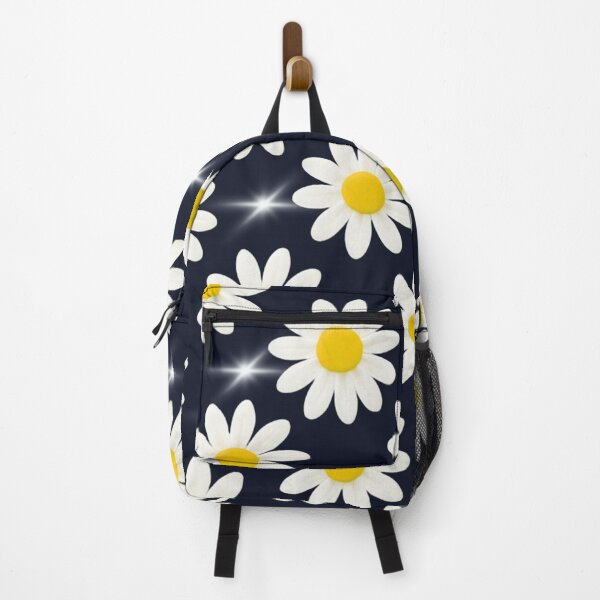 Item preview, White Daisy and Star Pattern on Dark Blue Night Background Sparkle Floral Design designed and sold by daila70.