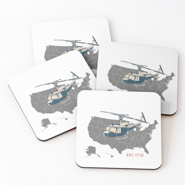 Item preview, Vintage Military Helicopter Over USA Map – Patriotic American Aviation Design designed and sold by OmCollections.