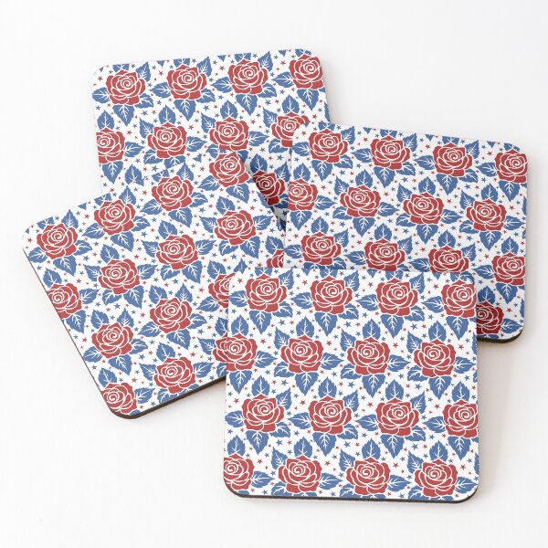 Item preview, Vintage Americana Red Rose Seamless Patriotic Pattern designed and sold by mrhighsky.