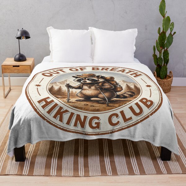 Item preview, Out of Breath Hiking Club Funny Raccoon Hiker Badge Design designed and sold by Gabe1983.