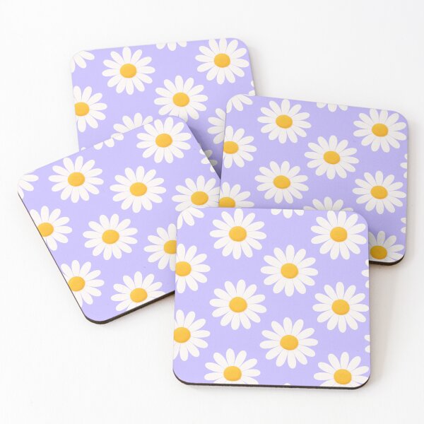 Item preview, Soft White Daisy Pattern on Lilac Background Minimal Floral Design designed and sold by daila70.