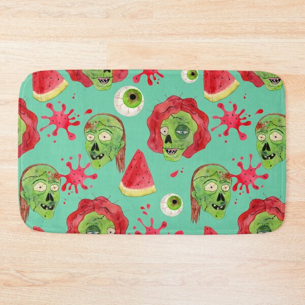 Item preview, Zobie Eating a Watermelon Slice Funny Summerween Pattern - Mint Green  designed and sold by CanisArtStudio.