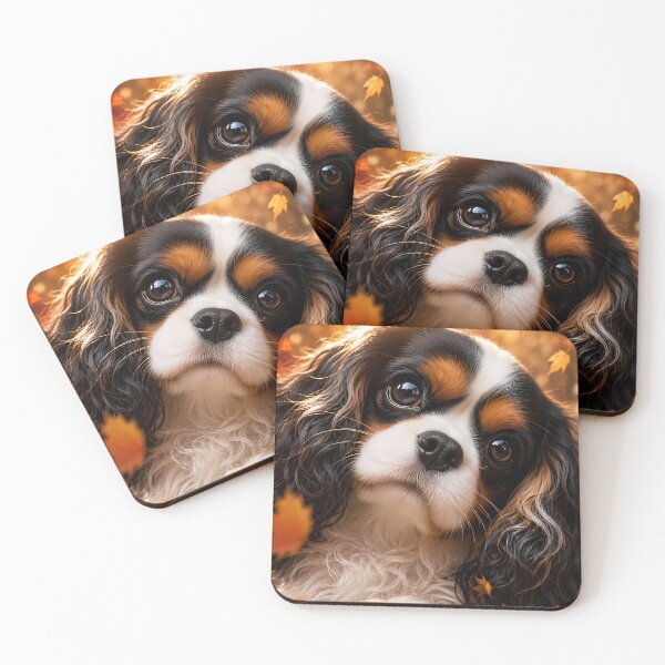 Item preview, Autumn Cavalier King Charles Spaniel – Cute Fall Puppy Portrait designed and sold by ManJiangHong.