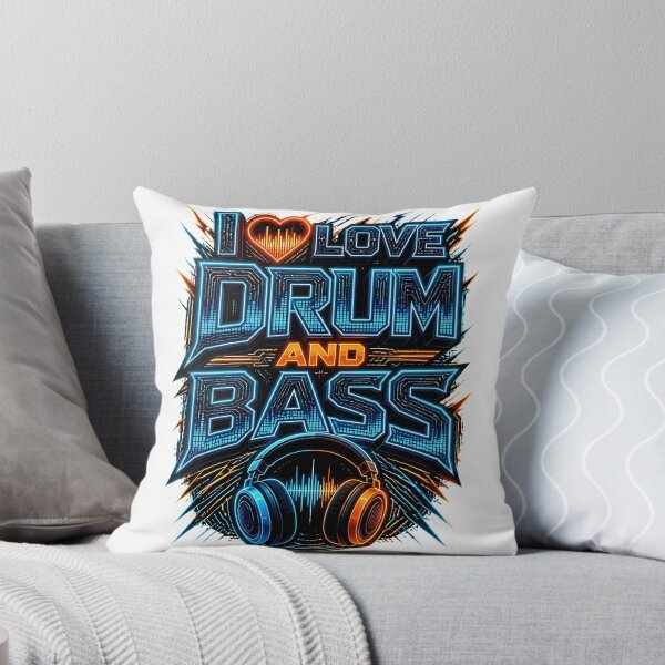 Item preview, Neon Cyberpunk I Heart Drum and Bass DJ Headphones designed and sold by  ZenRave Designs.