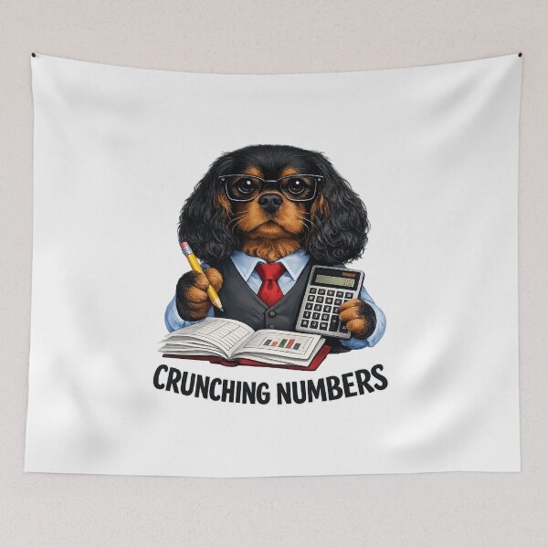 Item preview, Crunching Numbers Black and Tan Cavalier designed and sold by SpottyRainbow.