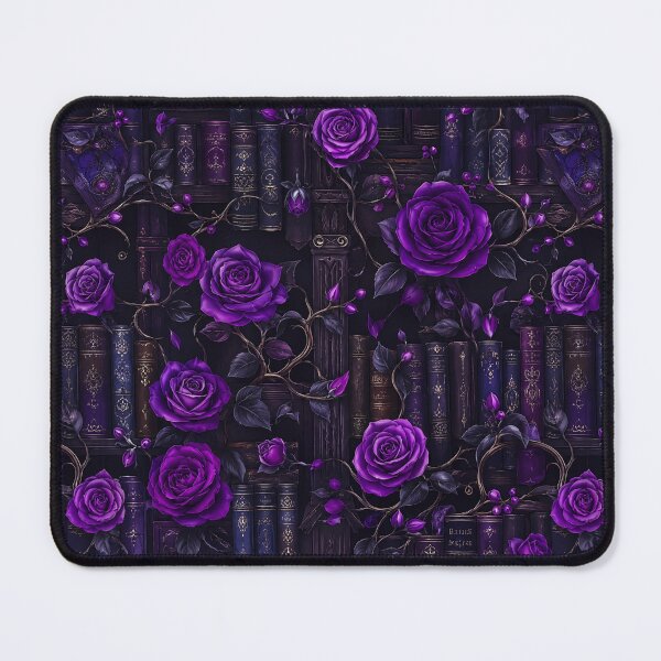 Item preview, Dark Gothic Academia Purple Roses and Antique Books Seamless Pattern designed and sold by · GAMING SOUL ·.