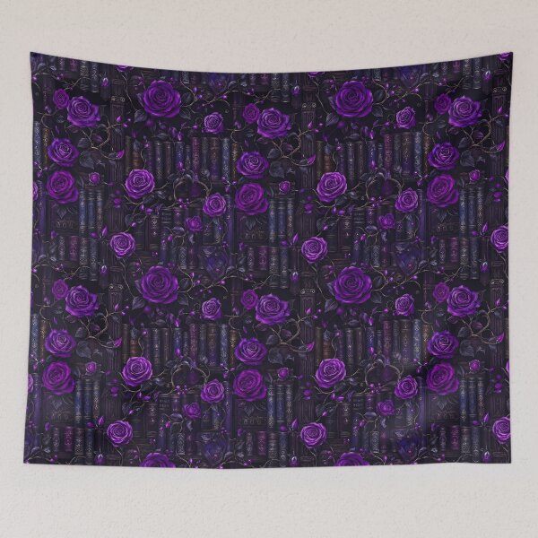 Item preview, Dark Gothic Academia Purple Roses and Antique Books Seamless Pattern designed and sold by · GAMING SOUL ·.