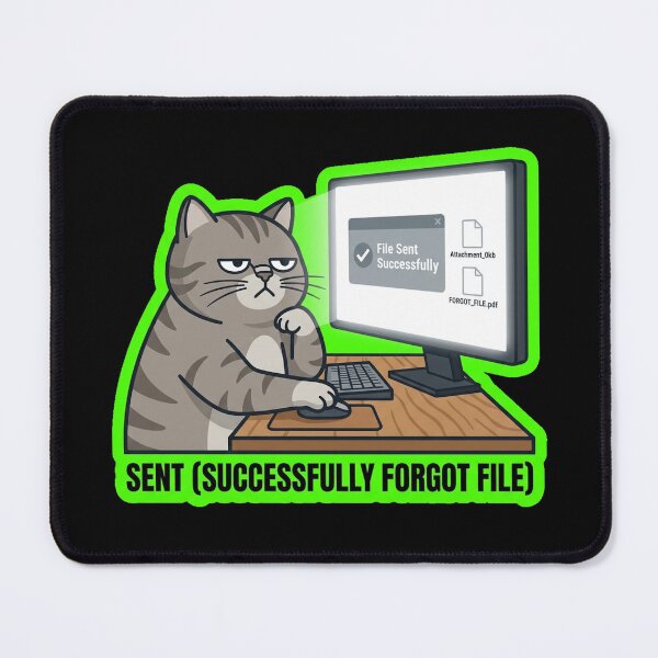 Item preview, Sent Successfully Forgot File Funny Office Cat designed and sold by Cat Meme Fund.