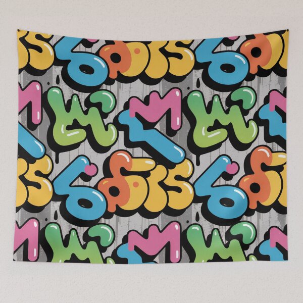 Item preview, Bold Street Art Pattern | Vibrant Graffiti Bubble Letters Seamless Repeat designed and sold by Midnight Veil Designs.