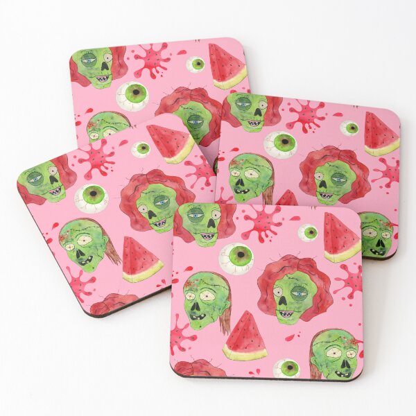 Item preview, Zombie Eating a Watermelon Slice Funny Summerween Pattern - Pink  designed and sold by CanisArtStudio.