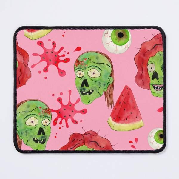 Item preview, Zombie Eating a Watermelon Slice Funny Summerween Pattern - Pink designed and sold by CanisArtStudio.