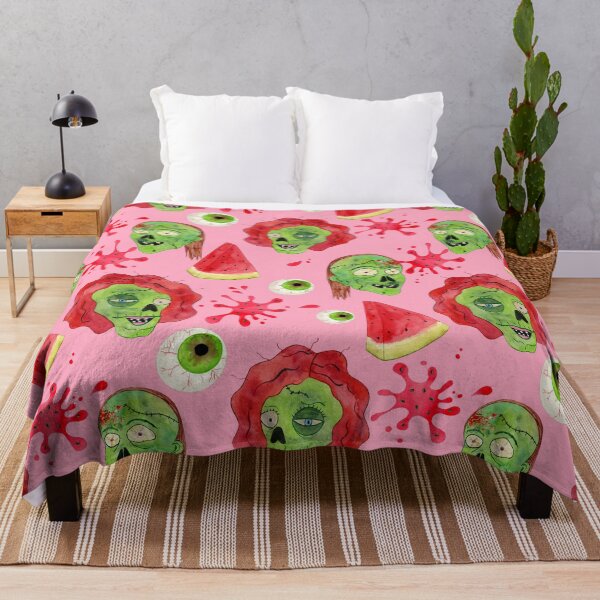 Item preview, Zombie Eating a Watermelon Slice Funny Summerween Pattern - Pink  designed and sold by CanisArtStudio.