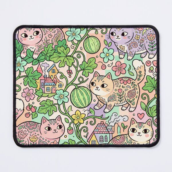 Item preview, Cute Cats and Melons Pattern designed and sold by Iampoji.