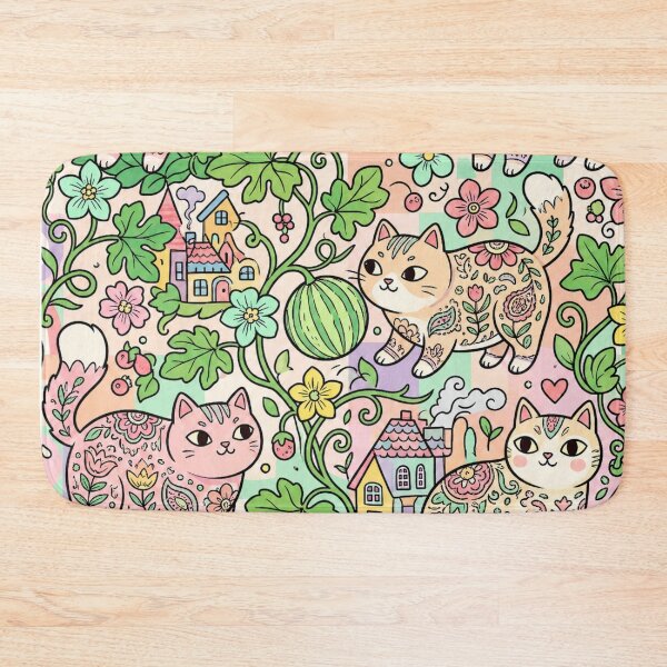 Item preview, Cute Cats and Melons Pattern designed and sold by Iampoji.