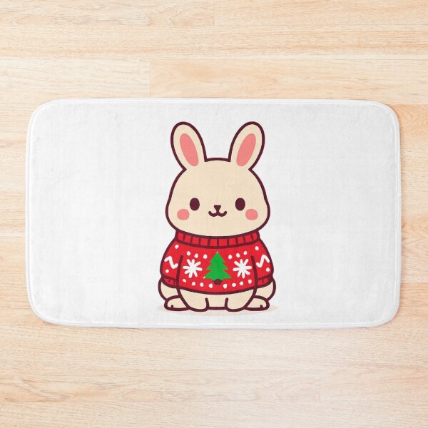 Item preview, Cozy Holiday Bunny - Christmas Kawaii Sticker designed and sold by foryouandyours.