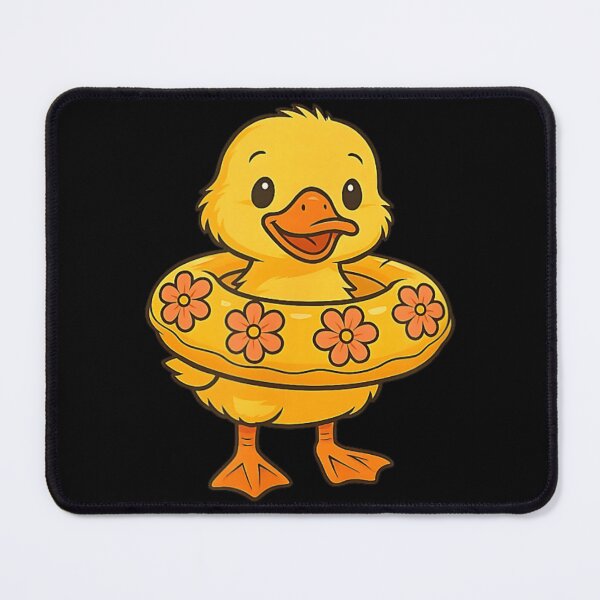Item preview, Cute Yellow Duckling Wearing Flower Swim Ring Summer Pool Beach Vacation designed and sold by LizzyKeiko.