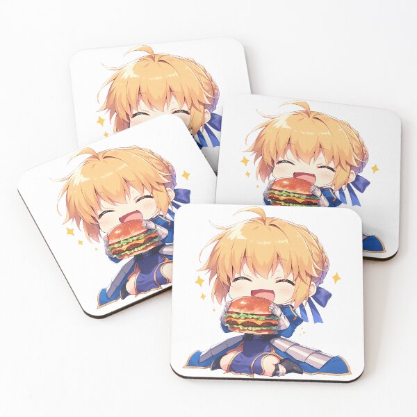 Item preview, Saber Fate Stay Night Chibi Burger Kawaii Knight Smile designed and sold by earlobejerk.