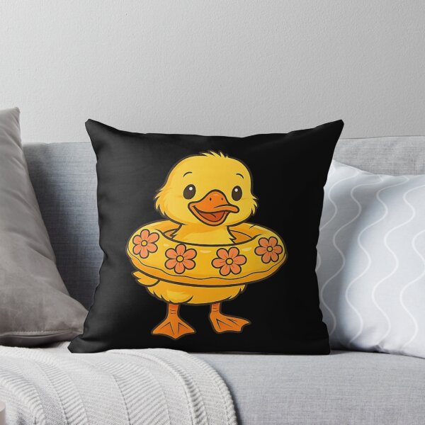 Item preview, Cute Yellow Duckling Wearing Flower Swim Ring Summer Pool Beach Vacation designed and sold by LizzyKeiko.