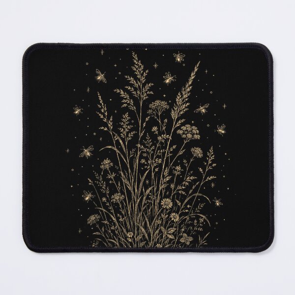 Item preview, Mystic Wildflowers And Golden Fireflies Botanical Aesthetic Celestial Nature Graphic designed and sold by LizzyKeiko.