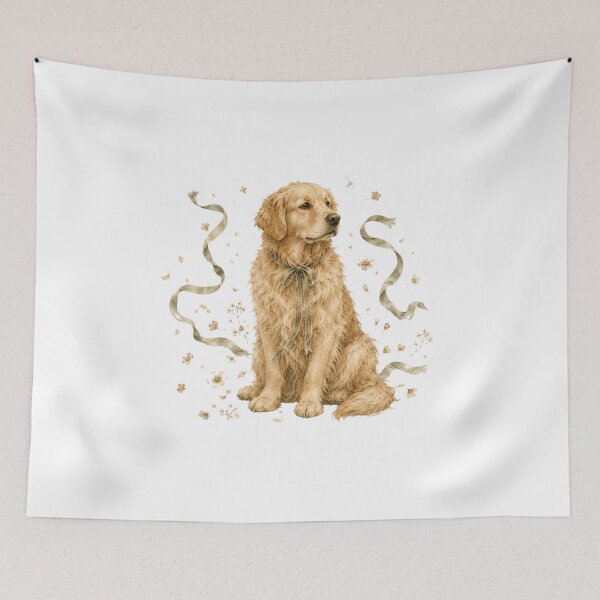 Item preview, Coquette Golden Retriever Ribbon Bow Soft Girl Aesthetic designed and sold by AQUILAKREO.