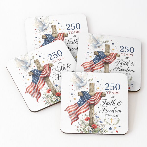 Item preview, American Flag Wooden Cross Faith And Freedom 250th Anniversary Memorial designed and sold by LizzyKeiko.