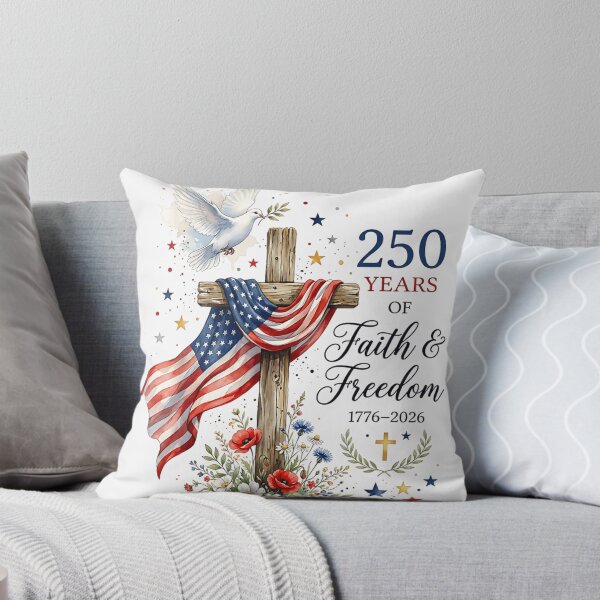 Item preview, American Flag Wooden Cross Faith And Freedom 250th Anniversary Memorial designed and sold by LizzyKeiko.